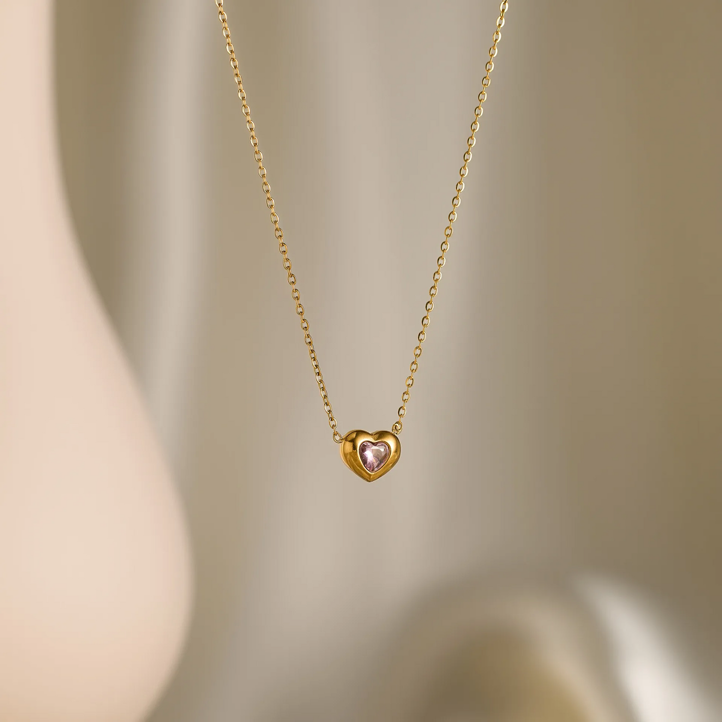 Golden Zircon Heart Necklace