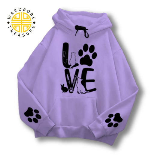 Purple Love Printed Hoodie For Her