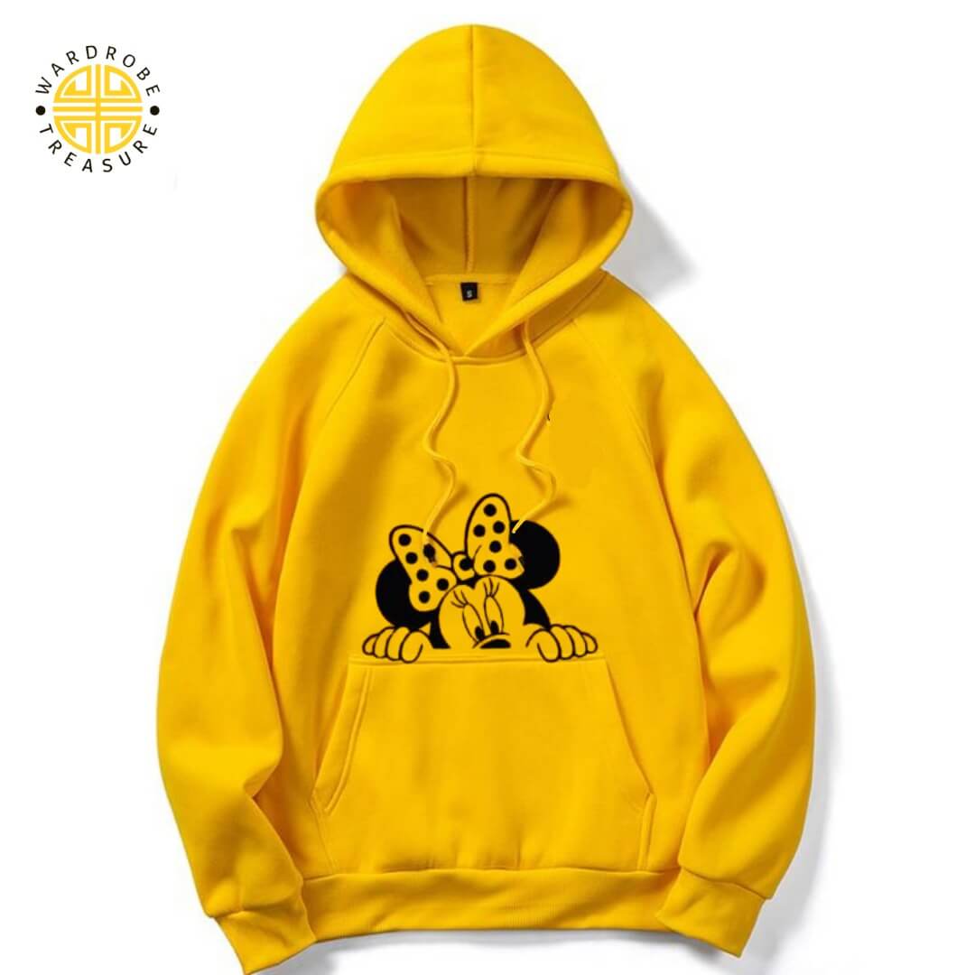 Yellow Minnie Mouse Printed Hoodie For Her