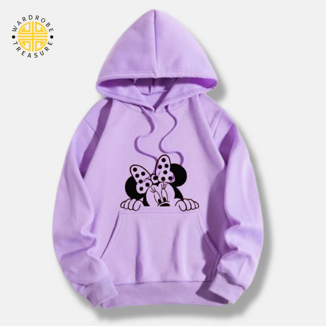 Purple Minnie Mouse Printed Hoodie For Her