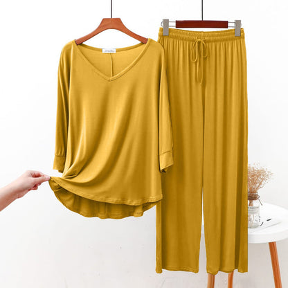 V-Neck Yellow Lounge Wear For Her