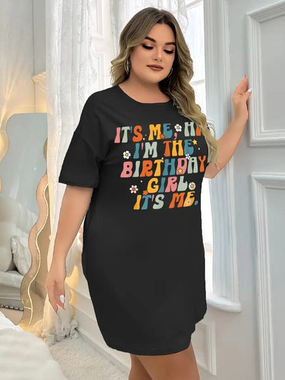 Black Birthday Girl Printed Long Tee For Her