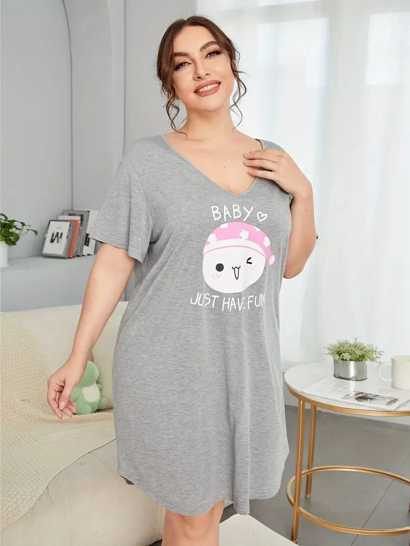 Grey Baby Just Have Fun Printed Long Tee For Her