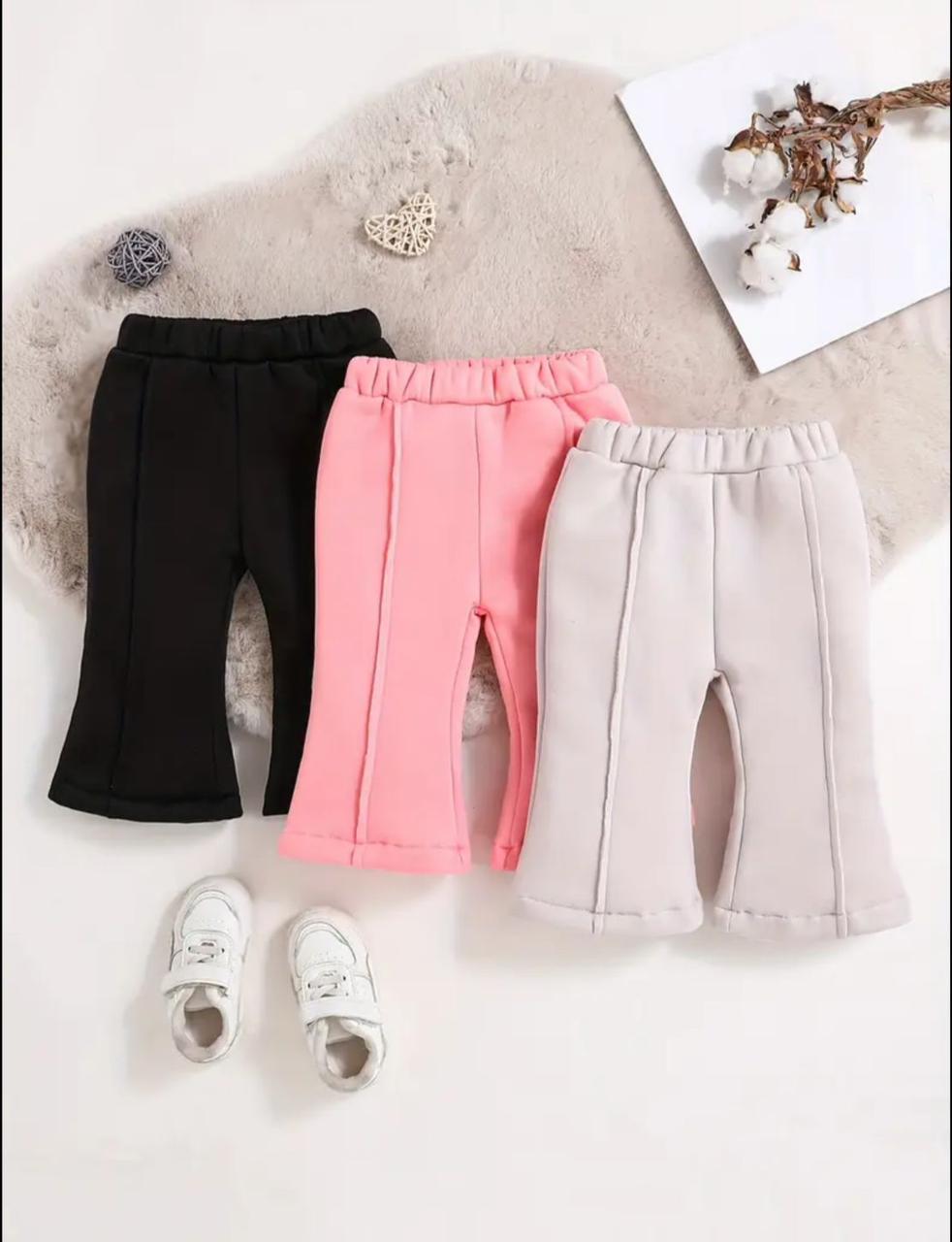 Pack of 3 Multi colours Kids Winter Trousers (Black, Pink & Off White)