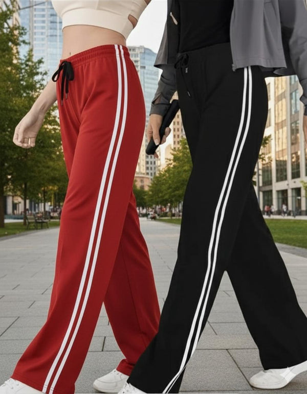 Pack of 2 Stripe Pajamas For Her (Red & Black)