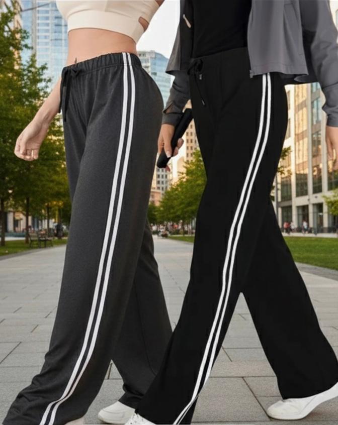 Pack of 2 Stripe Pajamas For Her (Charcoal Grey & Black)