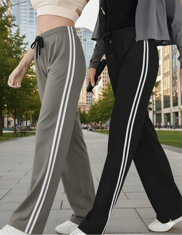 Pack of 2 Stripe Pajamas For Her (Light Grey & Black)