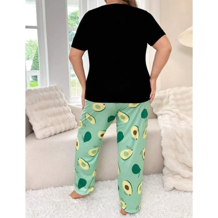 Black Avocado Printed PJ Set For Her