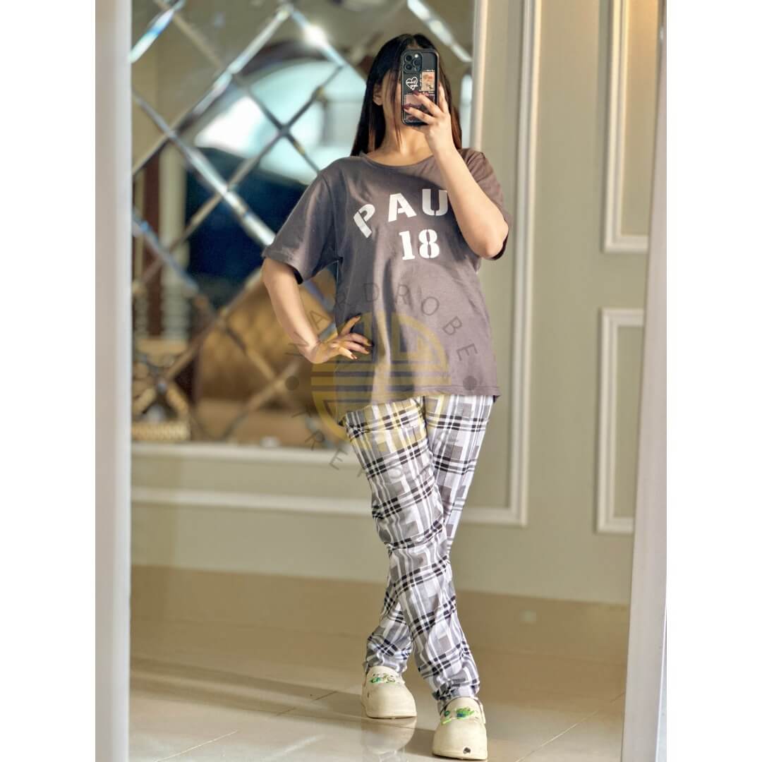 Grey Paul 18 Printed Casual PJ Set For Her