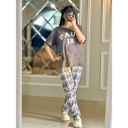 Grey Paul 18 Printed Casual PJ Set For Her