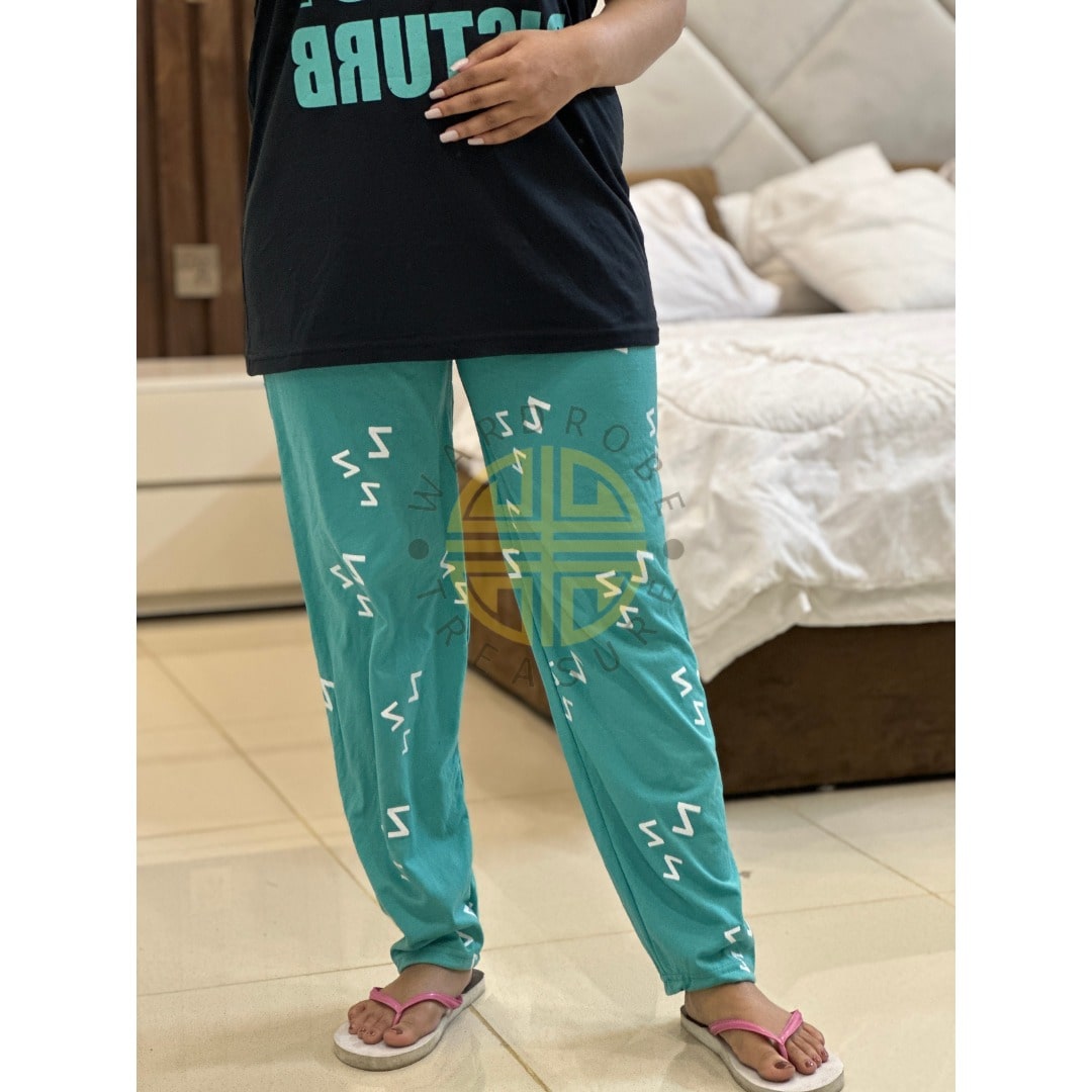 Black Please Do not Disturb with Ice Blue Printed PJ Set For Her