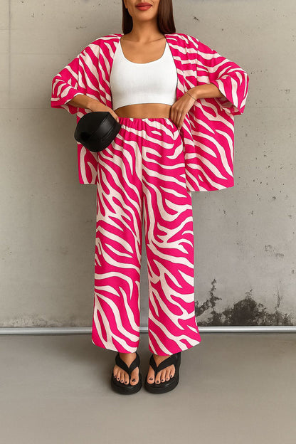 2 Pcs Chic Zebra Printed Co Ord Set