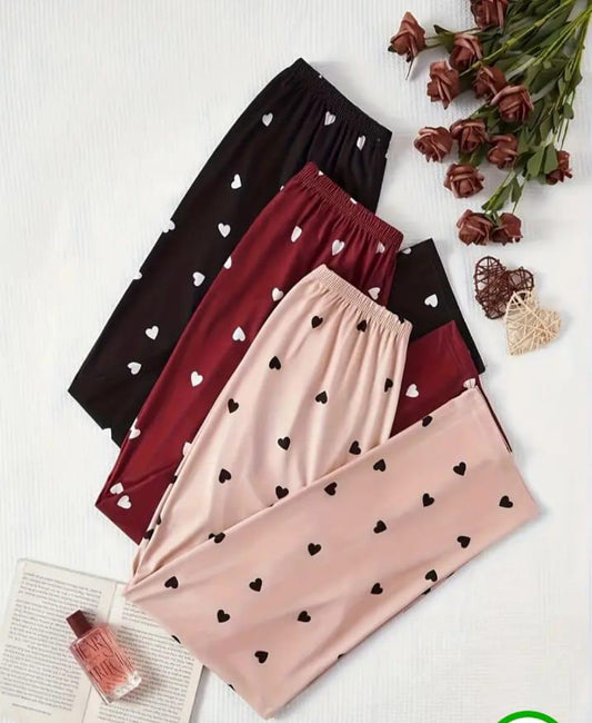 Pack of 3 Multi Hearts Printed Palazzo Pajamas