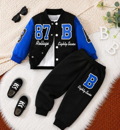 Black & Blue Versity 87 Printed Kids Track suit