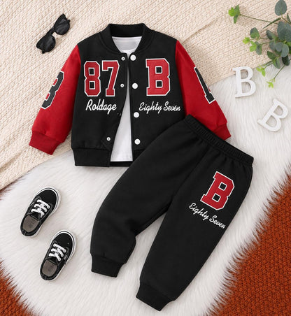Black & Red Versity 87 Printed Kids Track suit