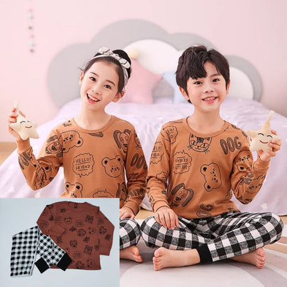 Brown Dog with Cheq Printed Kids Suit