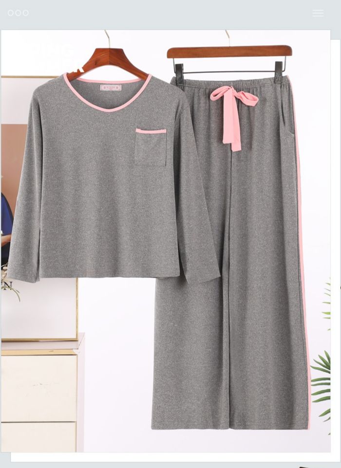 Grey with Pink Pipin Pocket Loungewear For Her