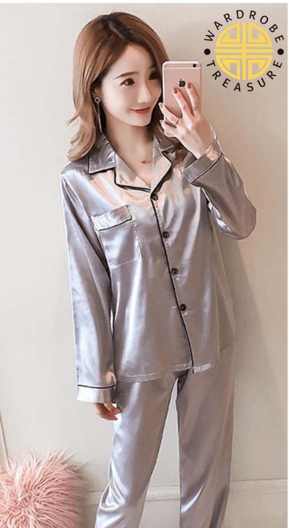 Rusty Gray Silk PJ Set For Her