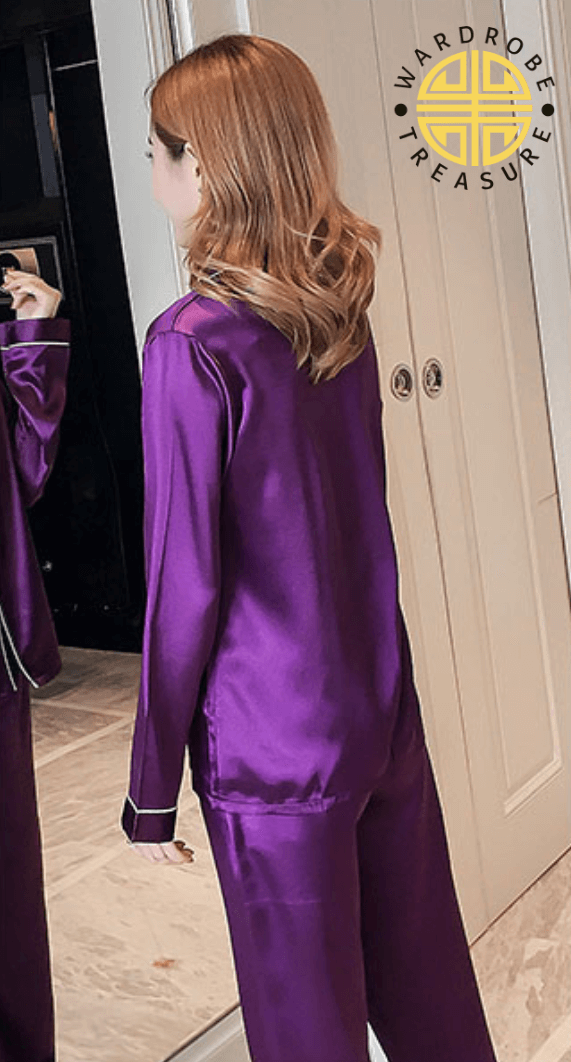 Tyrian Purple Silk PJ Set For Her