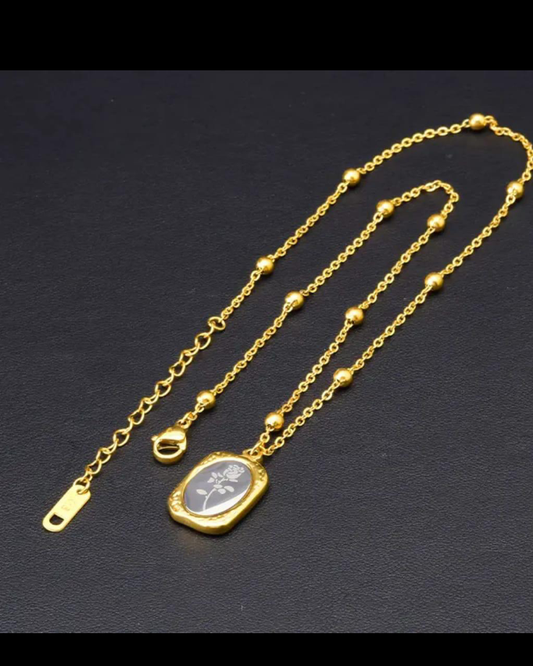 Mirror Embossed Rose Necklace