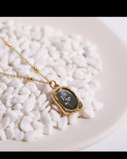 Mirror Embossed Rose Necklace