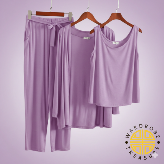 Lilac 03 Pcs Sleep Wear For Her